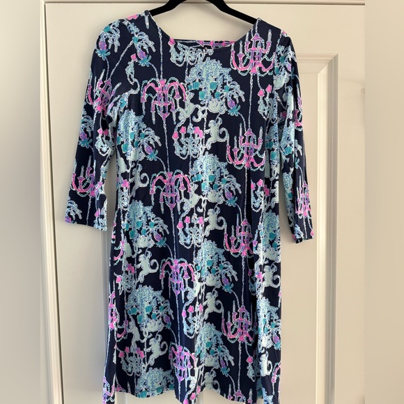 Lilly Pulitzer Ophelia Dress SZ S Bright Navy Pop Up Monkey Trouble - Picture 5 of 16